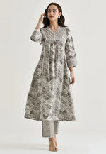 Load image into Gallery viewer, Grey Rayon Kurta Set With Pent
