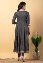 Load image into Gallery viewer, Grey Rayon Readymade Anarkali Suit
