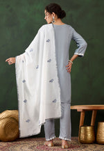 Load image into Gallery viewer, Grey Rayon Readymade Pakistani Suit
