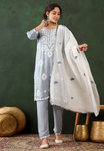 Load image into Gallery viewer, Grey Rayon Readymade Pakistani Suit
