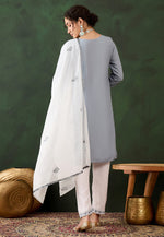 Load image into Gallery viewer, Grey Rayon Readymade Pant Style Suit
