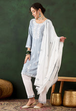 Load image into Gallery viewer, Grey Rayon Readymade Pant Style Suit
