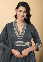 Load image into Gallery viewer, Grey Rayon Readymade Pant Style Suit
