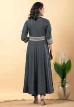 Load image into Gallery viewer, Grey Rayon Readymade Pant Style Suit
