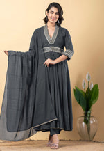 Load image into Gallery viewer, Grey Rayon Readymade Pant Style Suit
