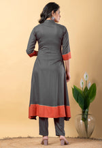 Load image into Gallery viewer, Grey Rayon Readymade Pant Style Suit
