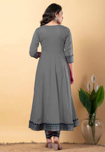 Load image into Gallery viewer, Grey Rayon Readymade Pant Style Suit

