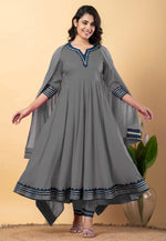 Load image into Gallery viewer, Grey Rayon Readymade Pant Style Suit
