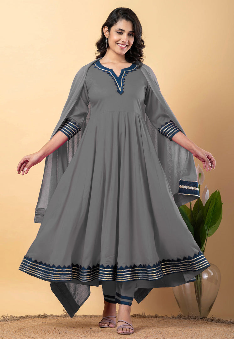Grey Rayon Readymade Pant Style Suit