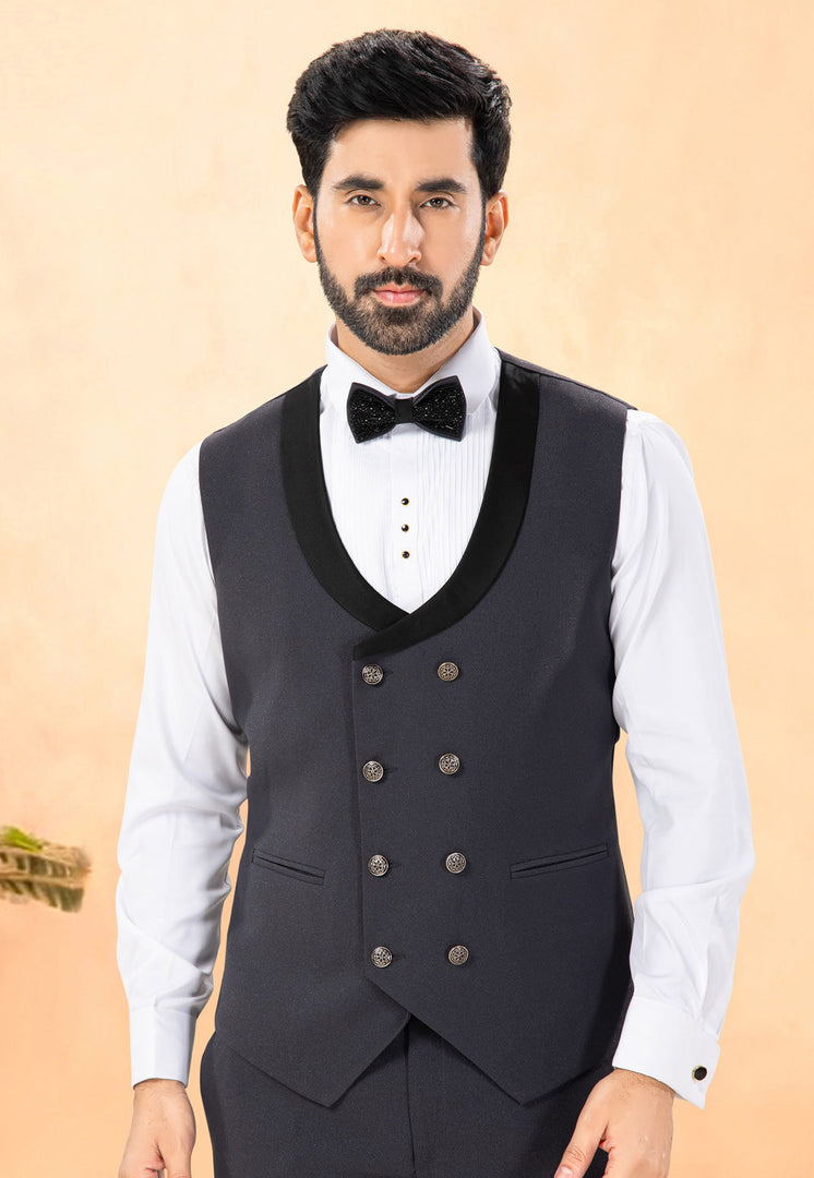 Grey Rayon Tuxedos Suit