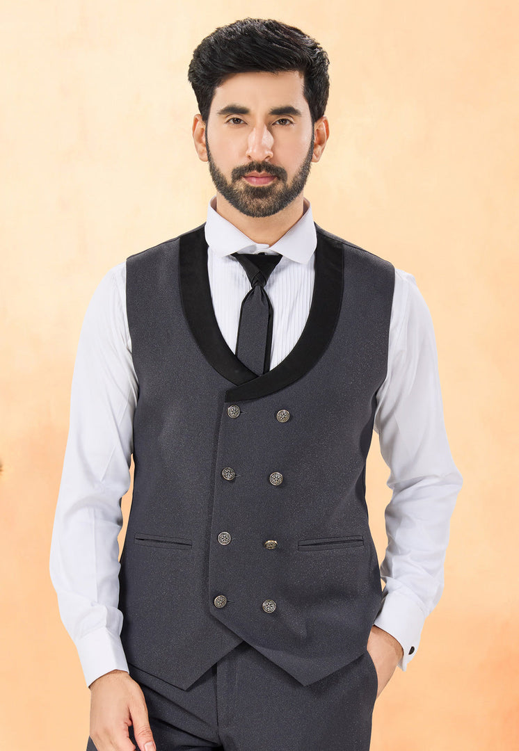 Grey Rayon Tuxedos Suit