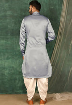 Load image into Gallery viewer, Grey Satin Pathani Suit
