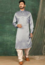 Load image into Gallery viewer, Grey Satin Pathani Suit
