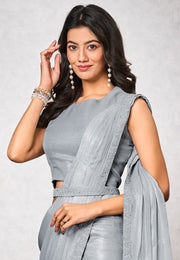 Grey Shimmer Georgette Saree With Blouse