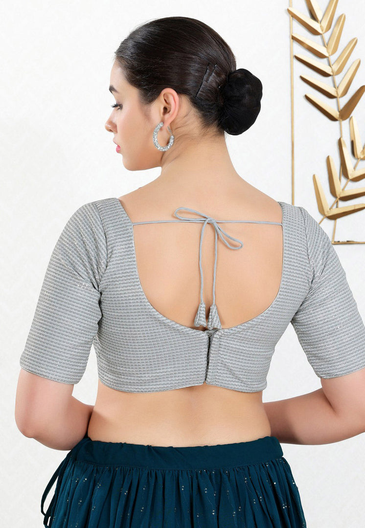 Grey Shimmer Readymade Blouse