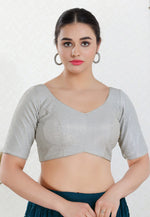 Load image into Gallery viewer, Grey Shimmer Readymade Blouse

