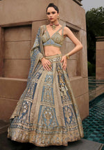 Load image into Gallery viewer, Grey Silk A Line Lehenga Choli
