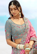 Load image into Gallery viewer, Grey Silk Circular Lehenga Choli
