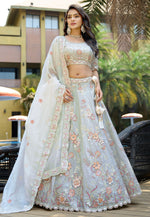 Load image into Gallery viewer, Grey Silk Circular Lehenga Choli
