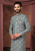 Load image into Gallery viewer, Grey Silk Indo Western Sherwani
