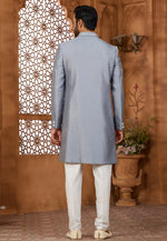 Load image into Gallery viewer, Grey Silk Indo Western Sherwani
