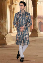 Load image into Gallery viewer, Grey Silk Indo Western Sherwani

