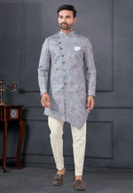 Load image into Gallery viewer, Grey Silk Indo Western Suit
