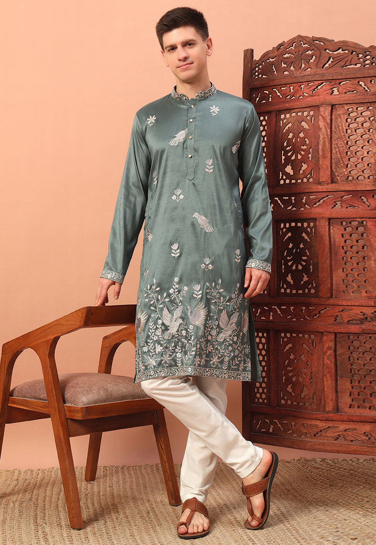 Grey Silk Kurta Pajama