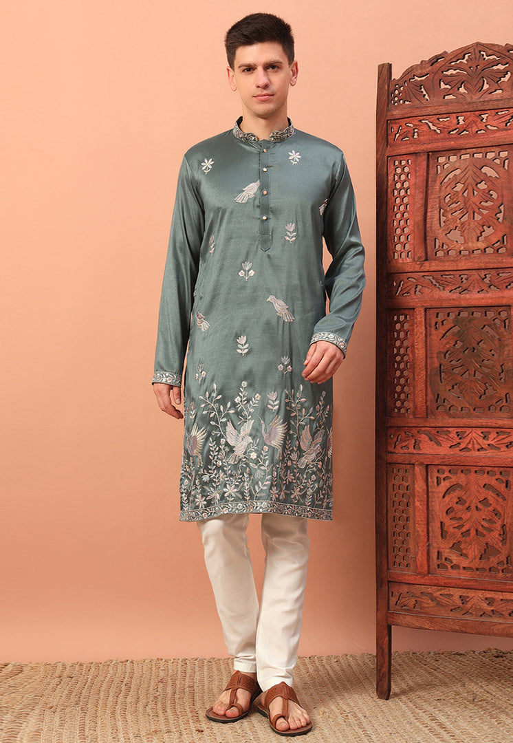 Grey Silk Kurta Pajama