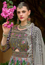 Load image into Gallery viewer, Grey Silk Long Anarkali Suit
