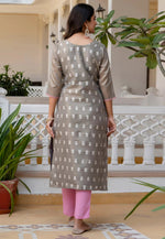 Load image into Gallery viewer, Grey Silk Long Kurti
