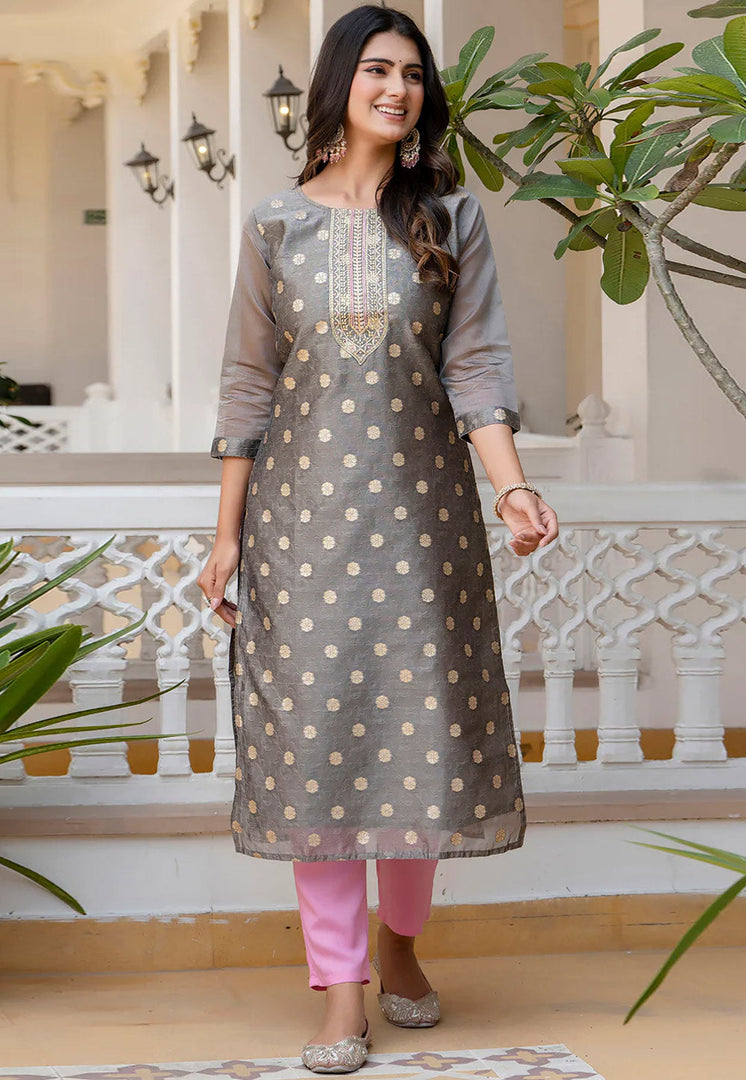 Grey Silk Long Tunic