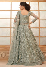 Load image into Gallery viewer, Grey Silk Net Wedding Lehenga Choli
