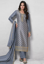 Load image into Gallery viewer, Grey Silk Pant Style Suit
