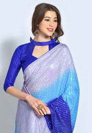 Grey Silk Saree With Blouse