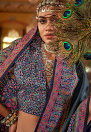 Grey Silk Saree With Blouse