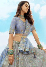 Load image into Gallery viewer, Grey Silk Wedding Lehenga Choli
