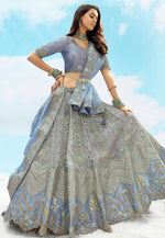 Load image into Gallery viewer, Grey Silk Wedding Lehenga Choli
