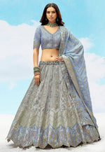 Load image into Gallery viewer, Grey Silk Wedding Lehenga Choli
