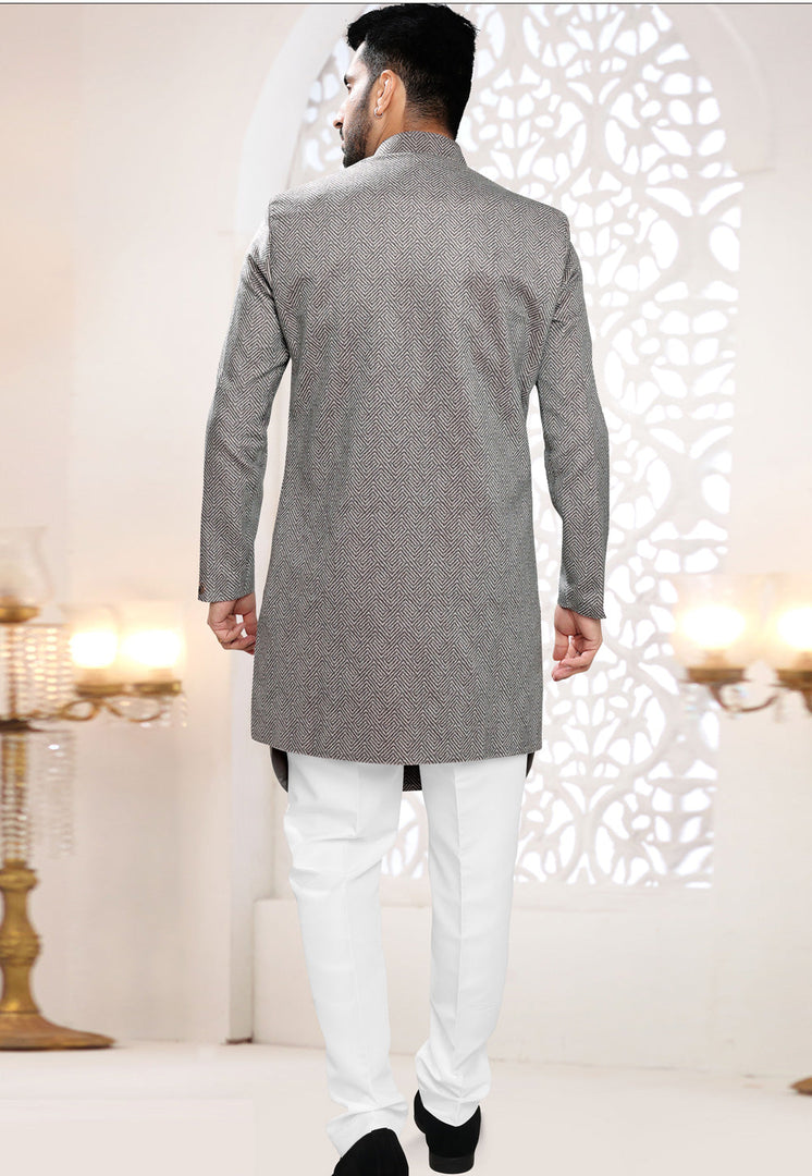 Grey Velvet Indo Western Suit