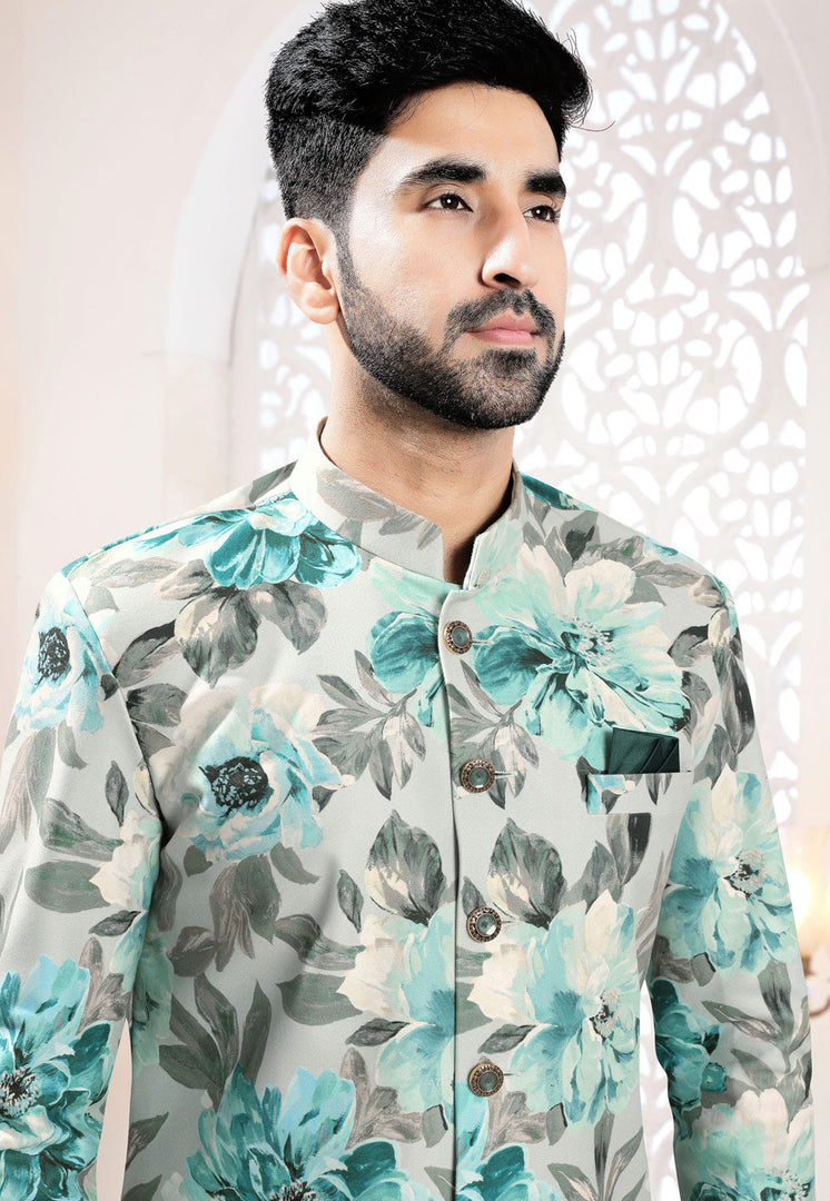 Grey Velvet Indo Western Suit