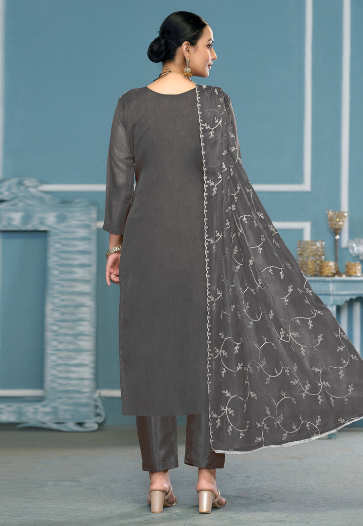 Grey Viscose Pakistani Suit