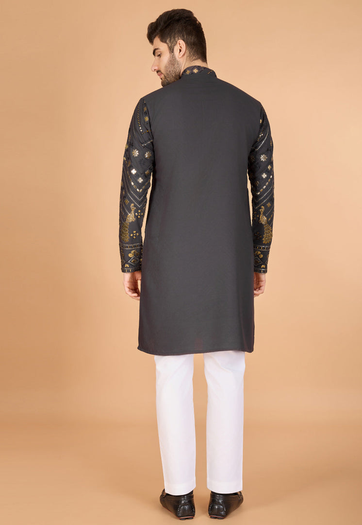 Grey Viscose Rayon Kurta Pajama
