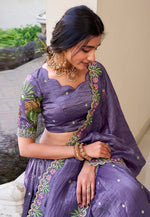 Load image into Gallery viewer, Lavender Art Silk Circular Lehenga Choli
