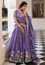 Load image into Gallery viewer, Lavender Art Silk Circular Lehenga Choli
