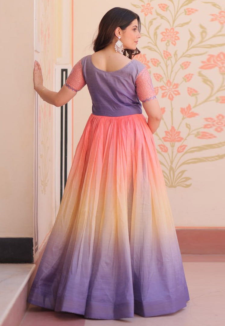 Lavender Art Silk Gown