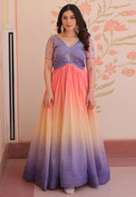 Load image into Gallery viewer, Lavender Art Silk Gown
