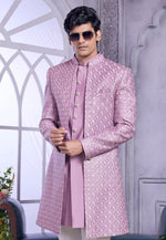 Load image into Gallery viewer, Lavender Art Silk Jacket Style Sherwani
