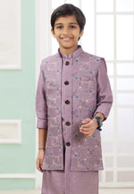 Load image into Gallery viewer, Lavender Art Silk Kids Indo Western Suit

