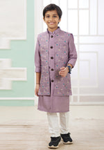 Load image into Gallery viewer, Lavender Art Silk Kids Indo Western Suit
